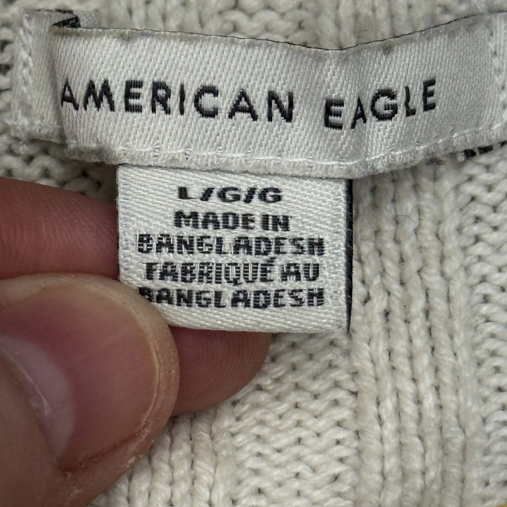 American Eagle Cropped Cardigan Womens L Yellow White Stripe - Picture 3 of 8